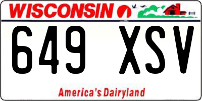 WI license plate 649XSV