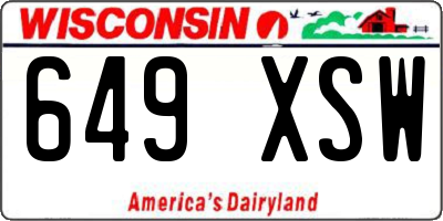 WI license plate 649XSW