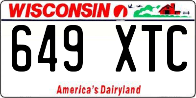 WI license plate 649XTC