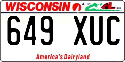 WI license plate 649XUC