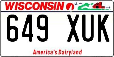 WI license plate 649XUK