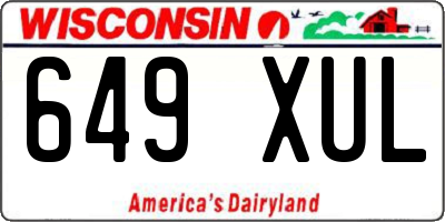 WI license plate 649XUL