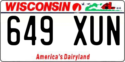 WI license plate 649XUN