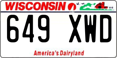 WI license plate 649XWD