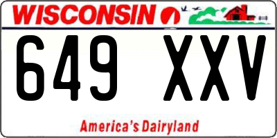 WI license plate 649XXV