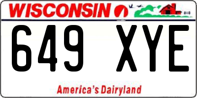 WI license plate 649XYE