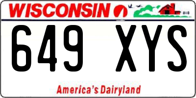 WI license plate 649XYS