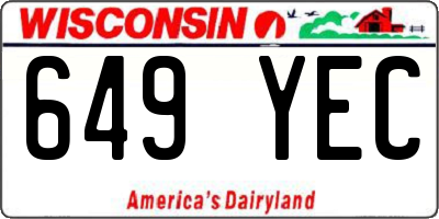 WI license plate 649YEC