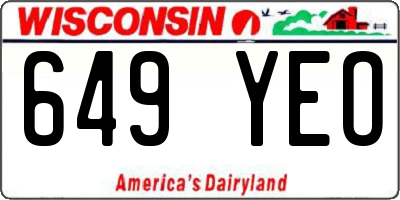 WI license plate 649YEO
