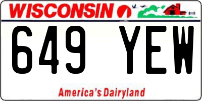 WI license plate 649YEW