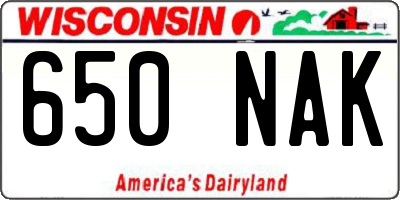 WI license plate 650NAK