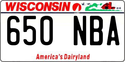 WI license plate 650NBA