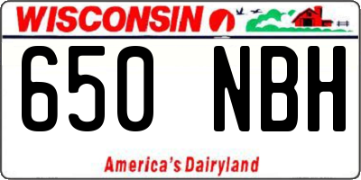 WI license plate 650NBH