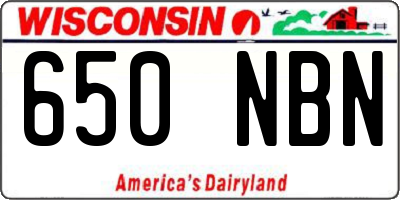 WI license plate 650NBN