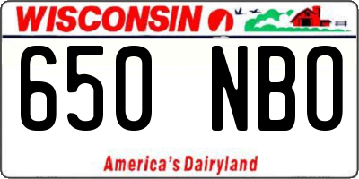 WI license plate 650NBO