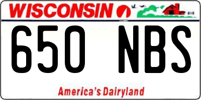 WI license plate 650NBS