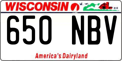 WI license plate 650NBV