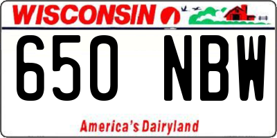 WI license plate 650NBW