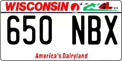 WI license plate 650NBX