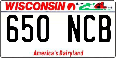 WI license plate 650NCB