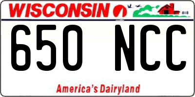 WI license plate 650NCC