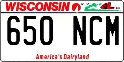 WI license plate 650NCM