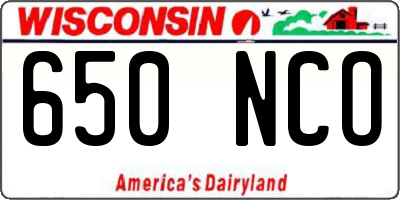 WI license plate 650NCO