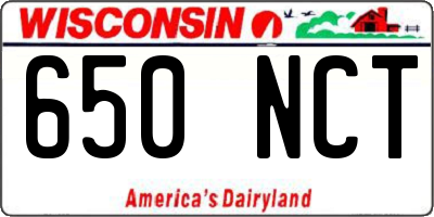 WI license plate 650NCT