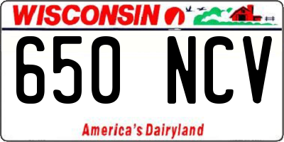 WI license plate 650NCV