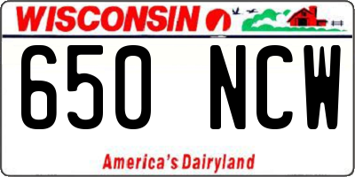 WI license plate 650NCW