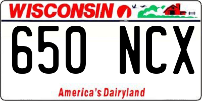 WI license plate 650NCX