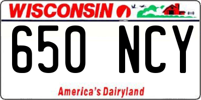 WI license plate 650NCY