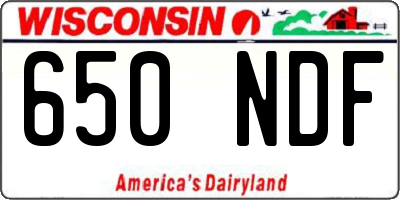 WI license plate 650NDF