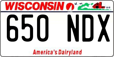 WI license plate 650NDX