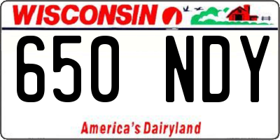 WI license plate 650NDY