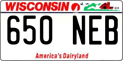 WI license plate 650NEB