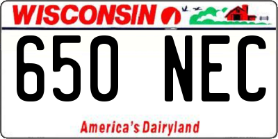 WI license plate 650NEC