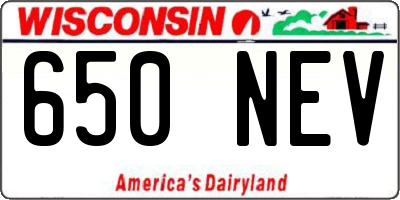 WI license plate 650NEV