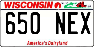WI license plate 650NEX
