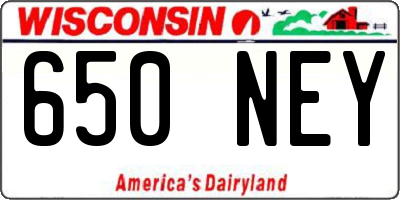 WI license plate 650NEY