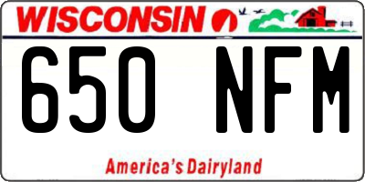WI license plate 650NFM