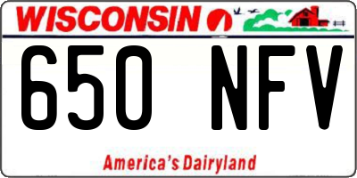 WI license plate 650NFV