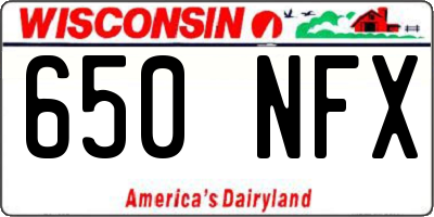 WI license plate 650NFX