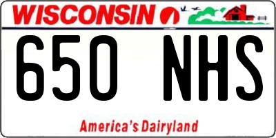 WI license plate 650NHS