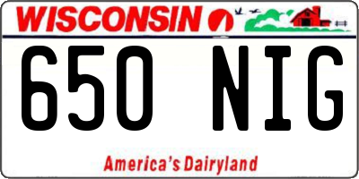WI license plate 650NIG