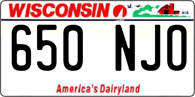 WI license plate 650NJO