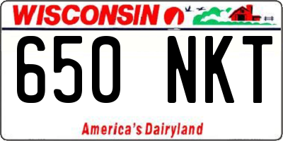 WI license plate 650NKT