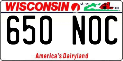 WI license plate 650NOC