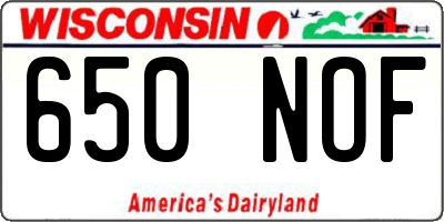 WI license plate 650NOF