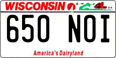 WI license plate 650NOI